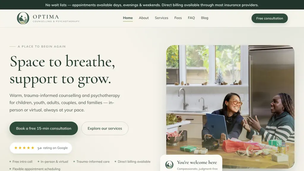 Optima Counselling & Psychotherapy Centre sitio web