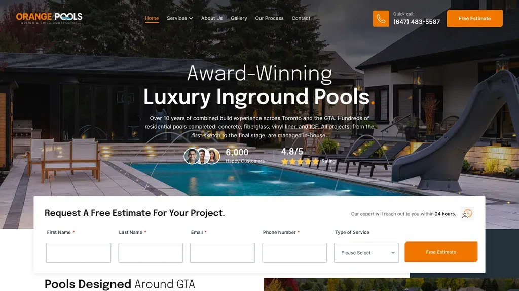 Orange Pools Design & Build sitio web