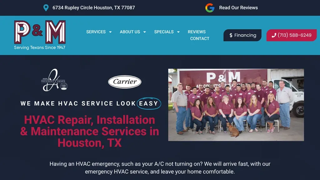 P & M Air Conditioning and Heating sitio web