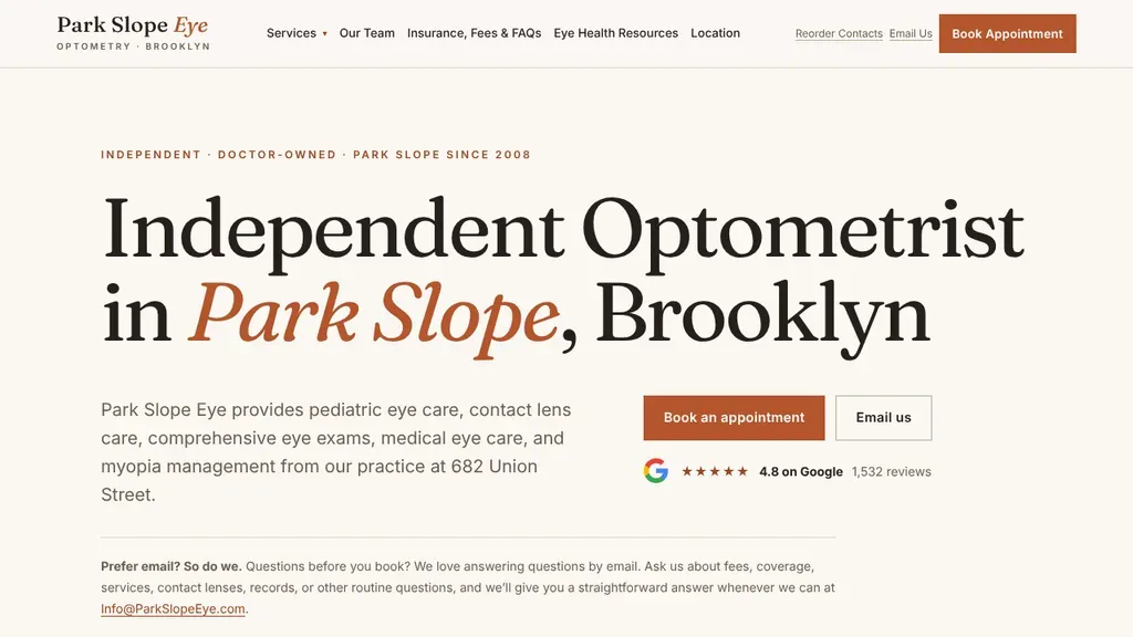 Park Slope Eye sitio web