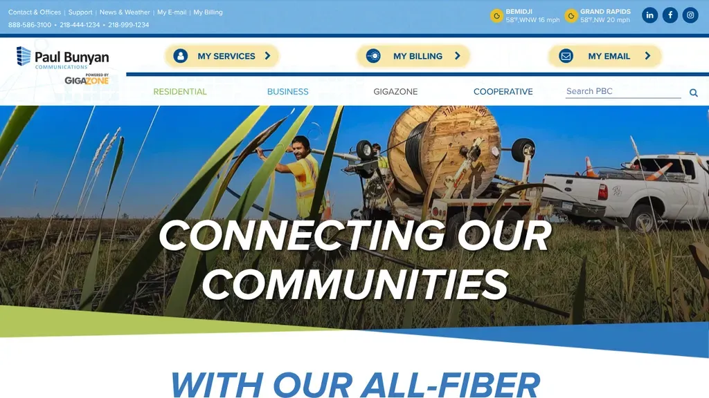 Paul Bunyan Communications sitio web