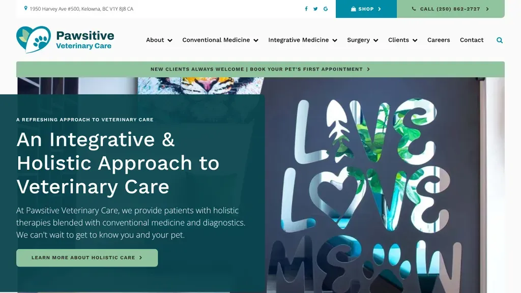 Pawsitive Veterinary Care website