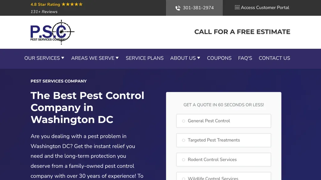 Pest Services Company sitio web