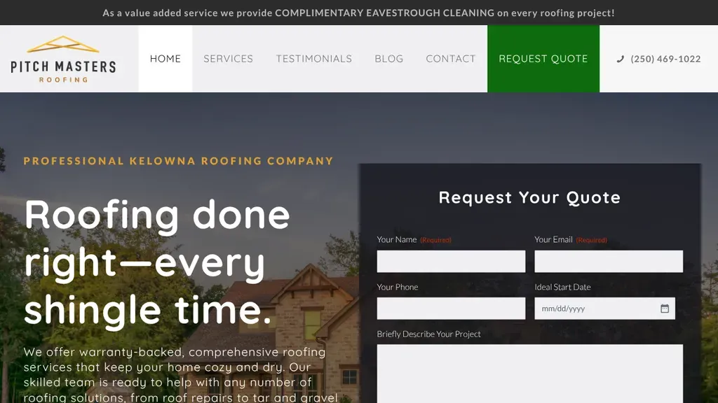 Pitch Masters Roofing Kelowna sitio web