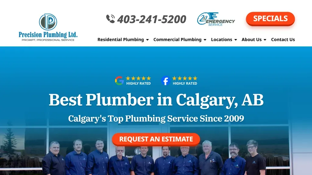 Precision Plumbing Calgary sitio web