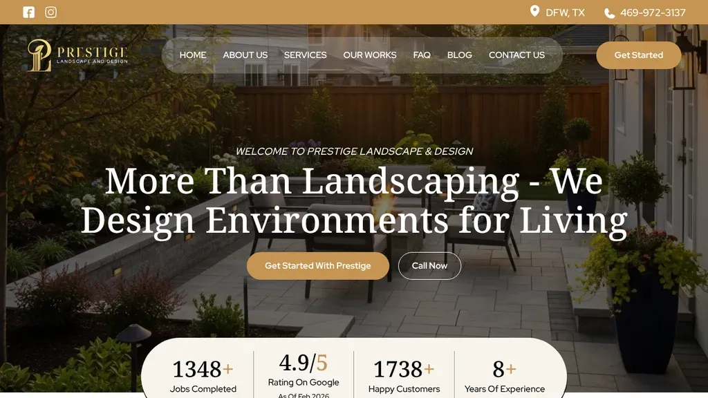 Prestige Landscape & Design sitio web
