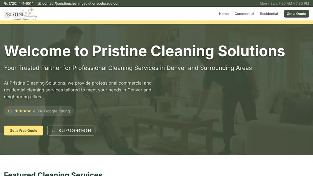 Pristine Cleaning Solutions sitio web