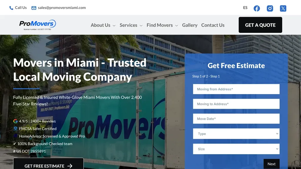 Pro Movers Miami sitio web