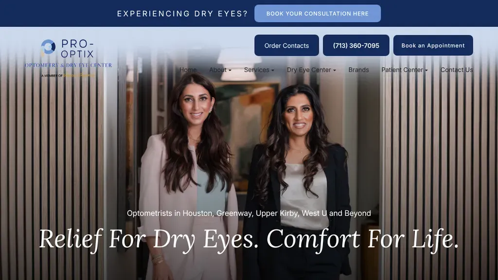 Pro-Optix Eye Care sitio web