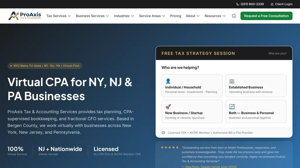 ProAxis Tax & Accounting Services sitio web