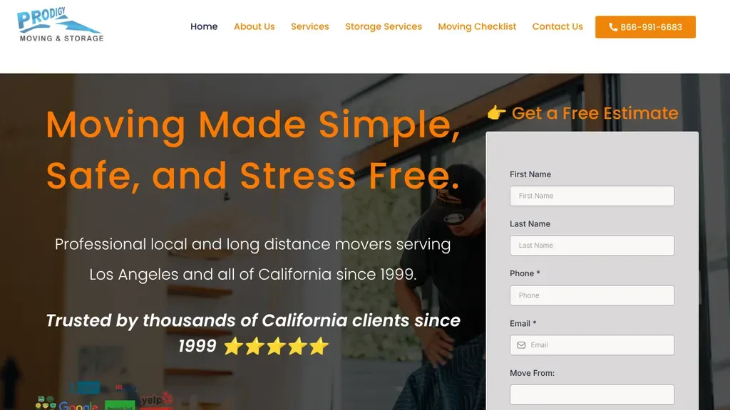 Prodigy Moving sitio web