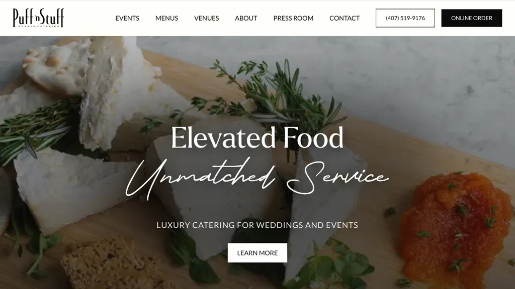 Puff 'n Stuff Catering sitio web