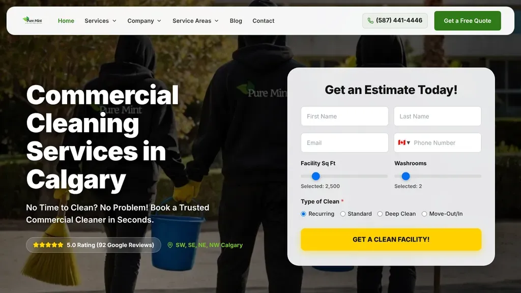 Pure Mint Commercial Cleaning Calgary sitio web