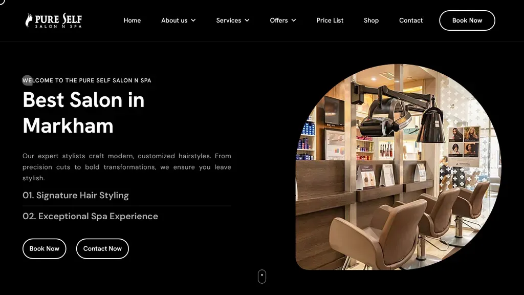 Pure Self Salon N Spa website