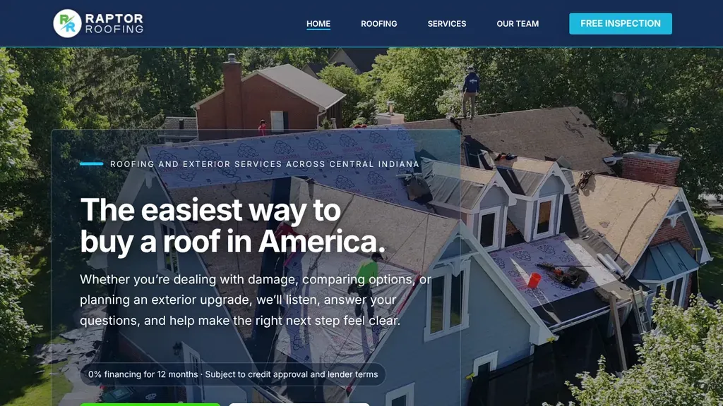 Raptor Roofing sitio web