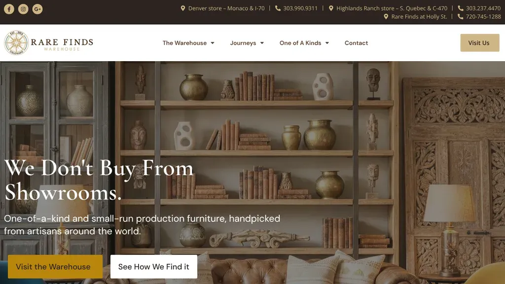 Rare Finds Warehouse sitio web