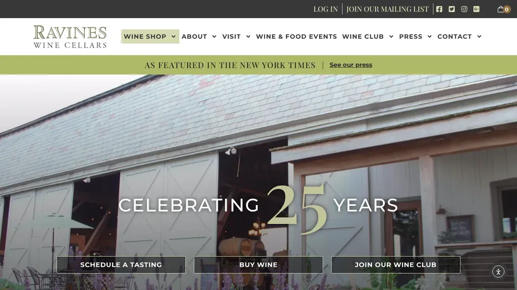 Ravines Wine Cellars sitio web