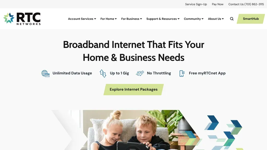 RTC Networks (Reservation Telephone Cooperative) sitio web