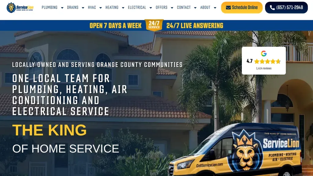 Service Lion Plumbing Heating Air Electric sitio web