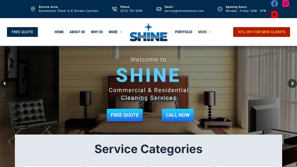Shine Clean sitio web