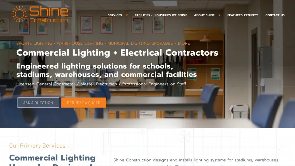 Shine Construction sitio web