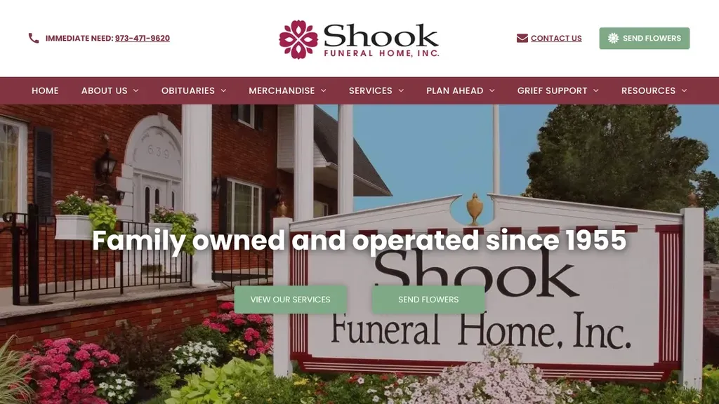 Shook Funeral Home sitio web