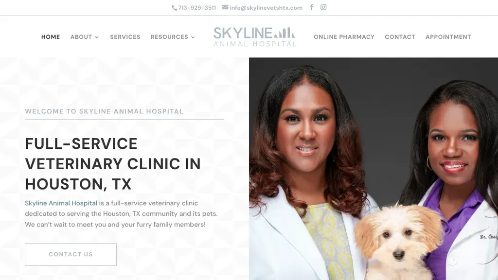 Skyline Animal Hospital website