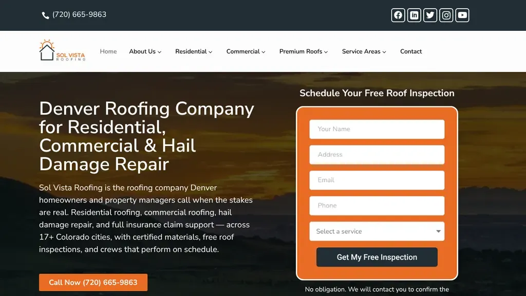 Sol Vista Roofing sitio web