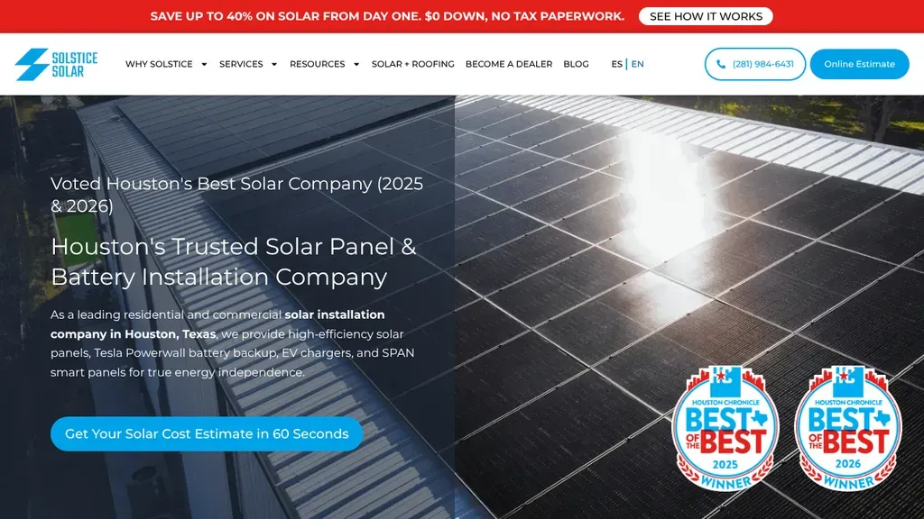 Solstice Solar sitio web
