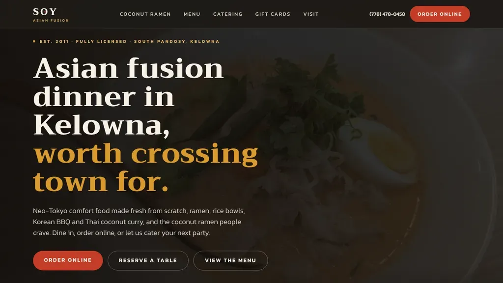 Soy Asian Fusion Restaurant sitio web