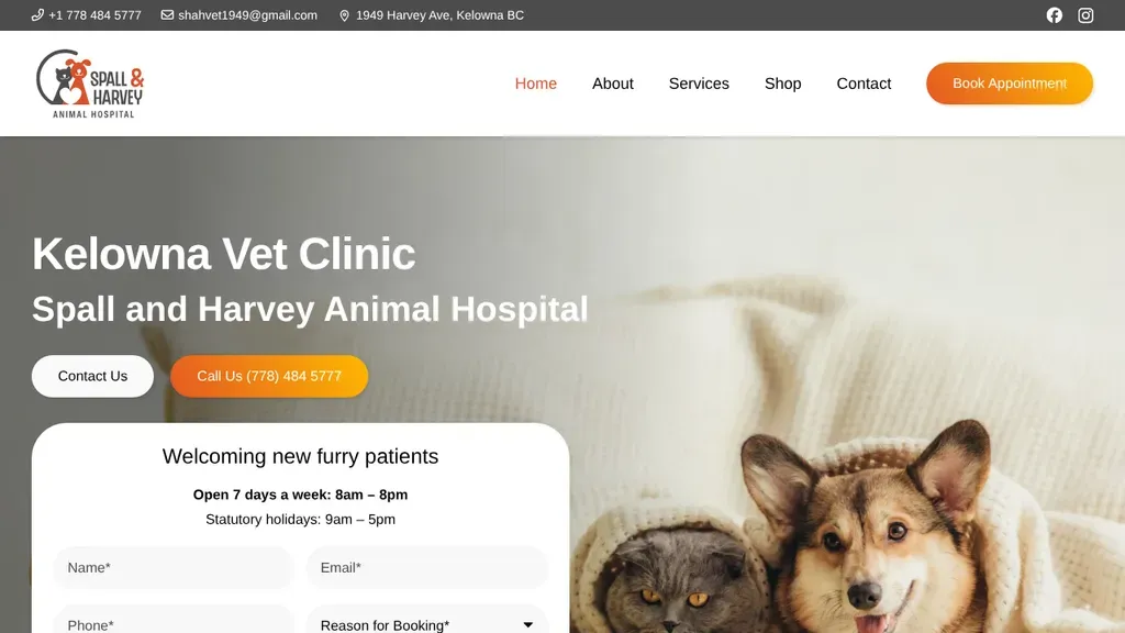 Spall & Harvey Animal Hospital website