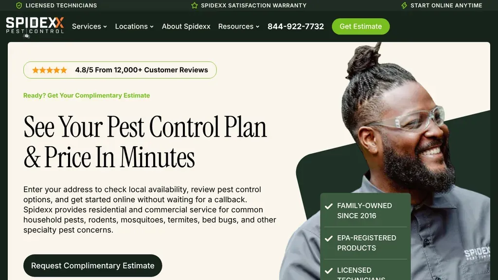 Spidexx Pest Control & Termite sitio web