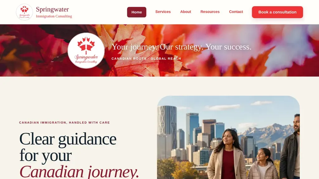 Springwater Immigration Consulting sitio web