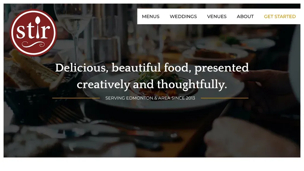 Stir Catering sitio web