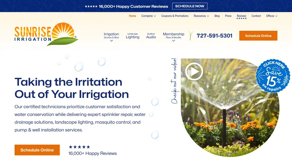 Sunrise Irrigation sitio web