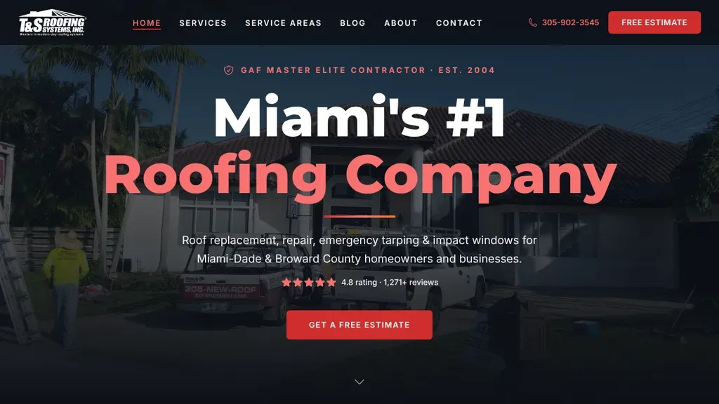 T&S Roofing Systems sitio web