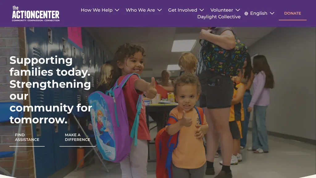 The Action Center sitio web