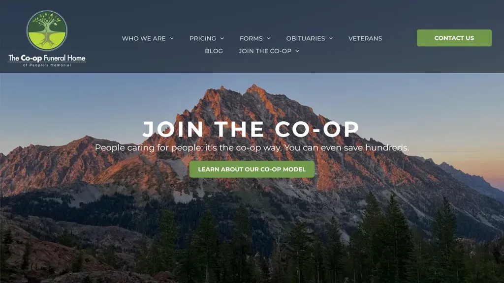 The Co-op Funeral Home of People's Memorial sitio web