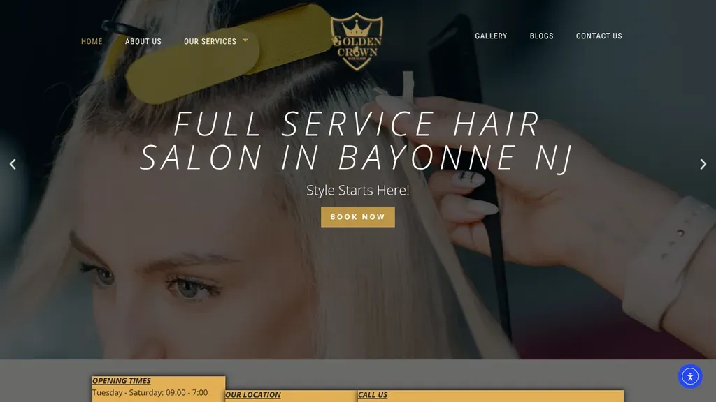 The Golden Crown Hair Salon website