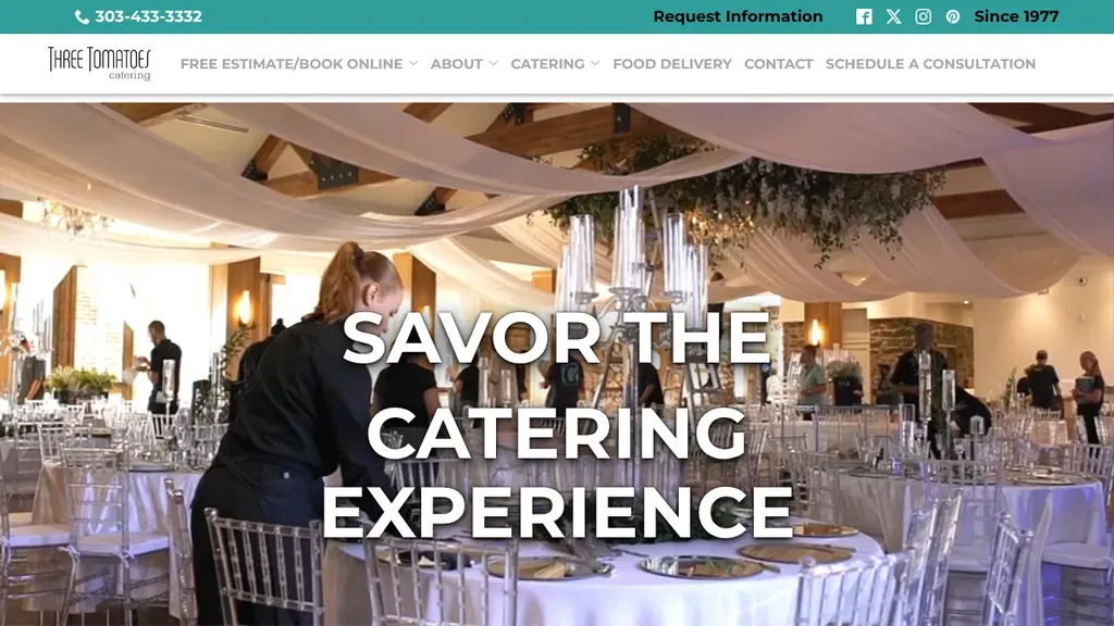 Three Tomatoes Catering sitio web
