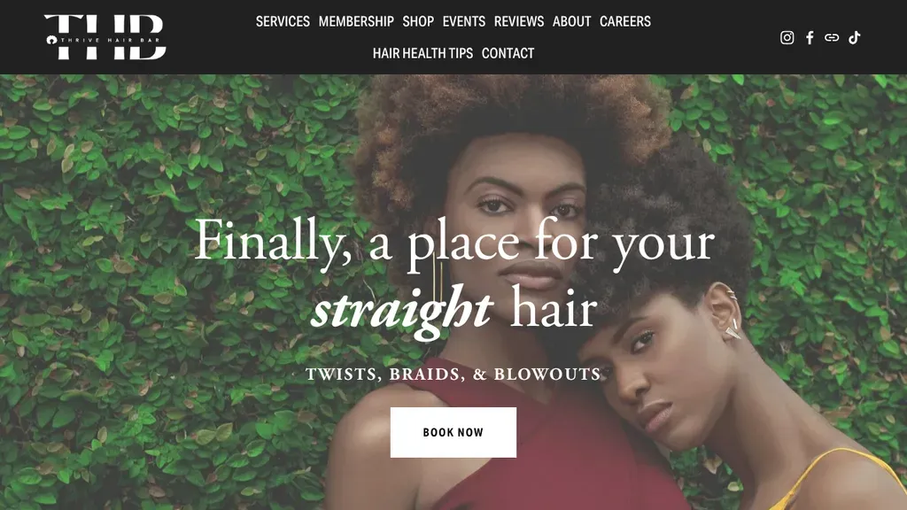 Thrive Hair Bar website