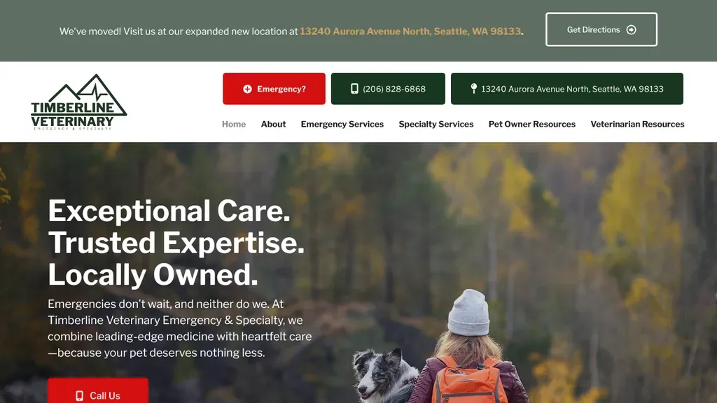 Timberline Vet Emergency & Specialty website