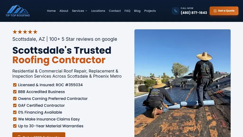 Tip Top Roofing Service sitio web