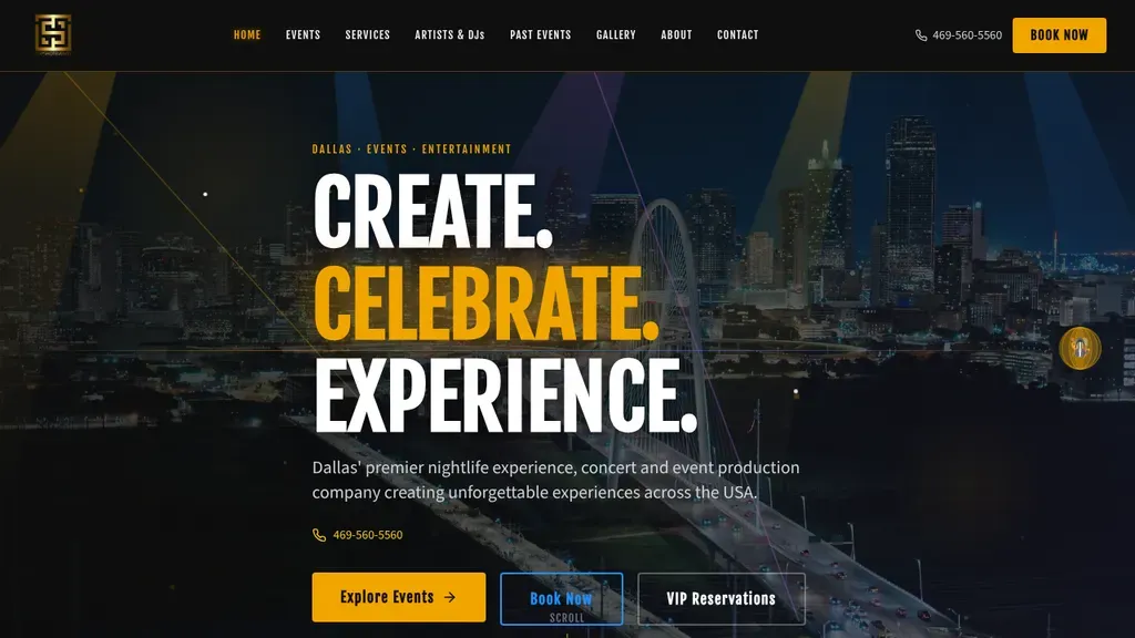 TopShot Events sitio web