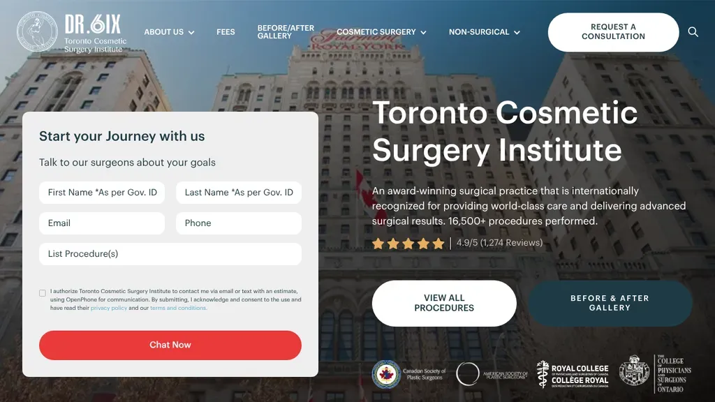 Toronto Cosmetic Surgery Institute sitio web