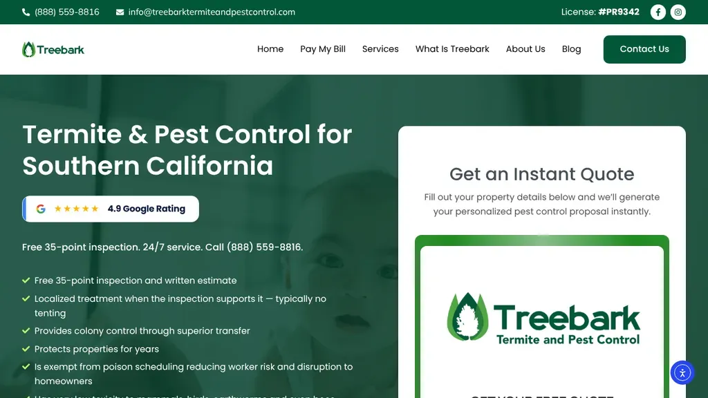 Treebark Termite and Pest Control sitio web