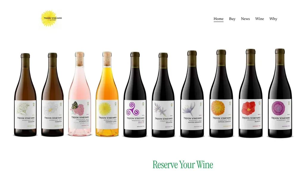 Troon Vineyard sitio web