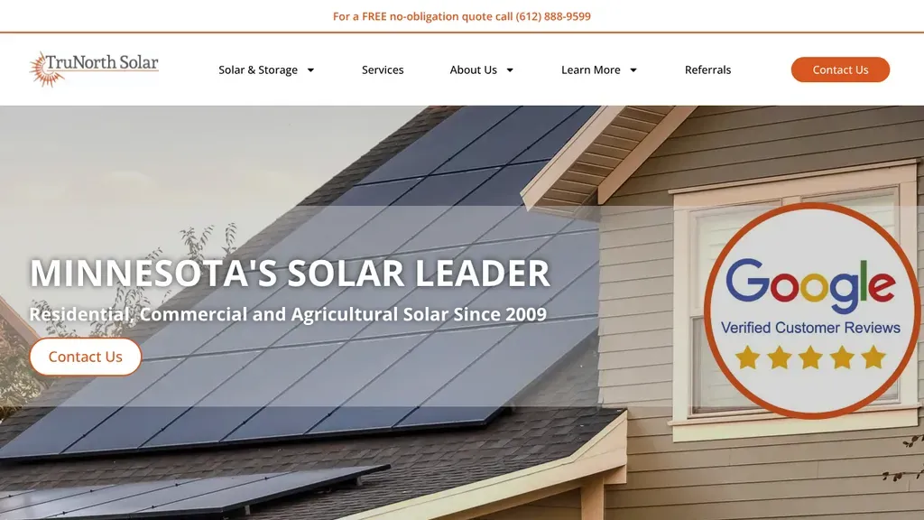 TruNorth Solar sitio web