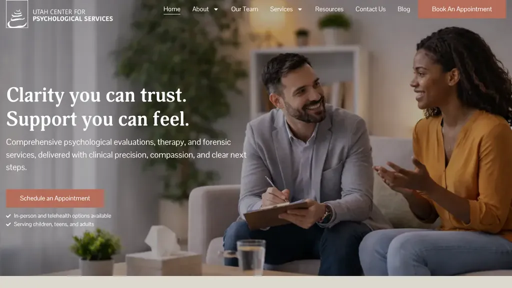 Utah Center for Psychological Services sitio web