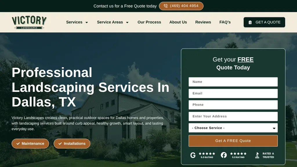 Victory Landscapes sitio web